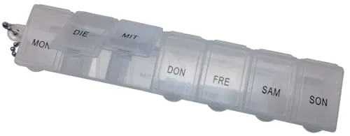 EWANTO Tablettenbox Pillendose Medikamentenbox 7 Tage mit Schlüsselanhänger transparent BPA-frei