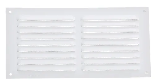 Wetterschutzgitter Lüftungsgitter Aluminium weiß 10 x 20 cm mit Fliegendraht