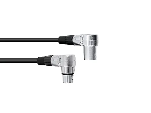 OMNITRONIC XLR Kabel 3pol 3m 90° sw | Audiokabel mit 3-poligen XLR-Winkelverbindern