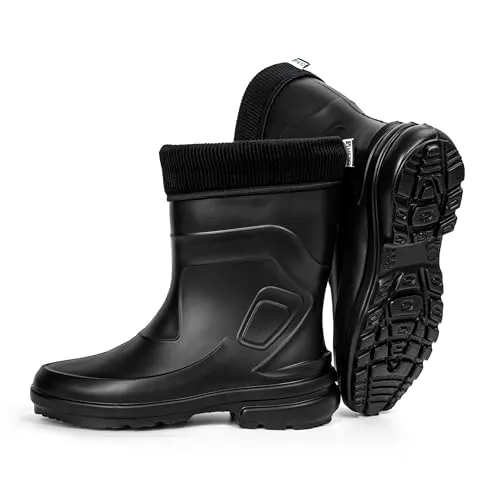 HEYO Damen Gummistiefel Halbhoch Regenstiefel Wasserdicht Gefüttert Stiefel Stiefeletten für Herbst Winter Jessy (Schwarz, EU Schuhgrößensystem, Erwachsene, Numerisch, M, 42)