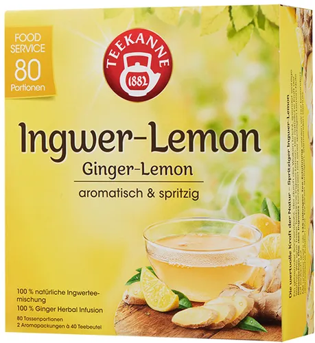 Teekanne Gastro Ingwer Lemon - Ingwertee Zitrone Tee - 80 Beutel