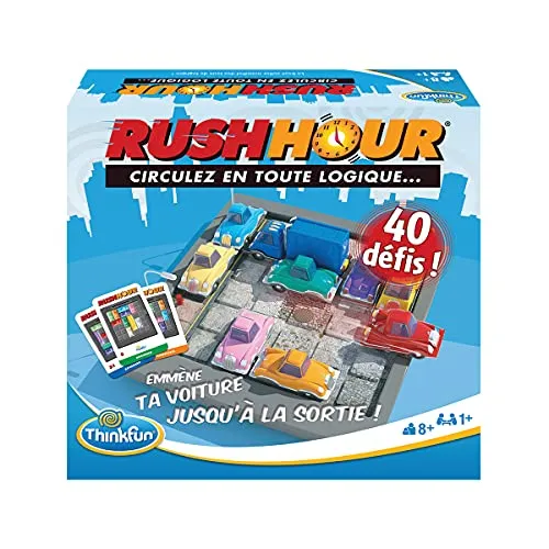 ThinkFun – Rush Hour – Logikspiel – Puzzlespiel – Stau – 40 Herausforderungen 4 Ebenen – 1 Spieler oder mehr – ab 8 Jahren – Ravensburger – 76302 – Unisex – französische Version