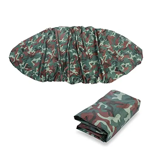 Eddwiin Kajak Abdeckung, 4,5m Wasserdicht UV-Sonnenschutz Aufbewahrung Kajak Staubabdeckung für 3,6–4m Kajakboot Kanu (Camouflage)