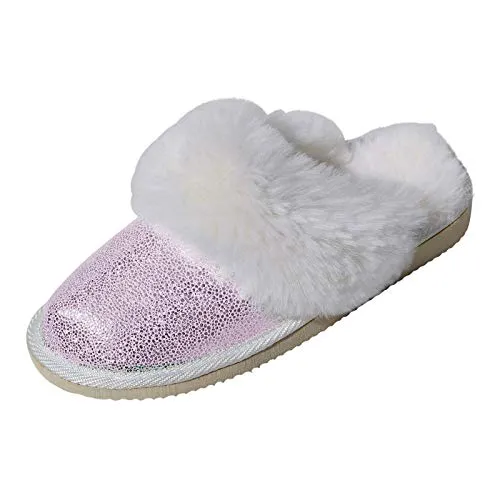 Hollert Damen Lammfell Hausschuhe Malibu Glitzer - Bequeme Hausschuhe aus 100% Merino Lammfell mit schickem Glitzer-Look, atmungsaktiv und temperaturausgleichend für angenehme warme Füße, ideal für drinnen und draußen.