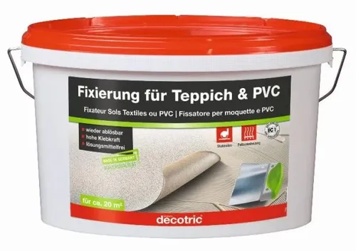 Fixierung für Teppich und PVC Beläge 5 Kg - Effektiver Halt für Ihren Boden - Kleber & Mörtel für Fußböden, sorgt für starken Halt und verhindert das Verrutschen von Teppichen und PVC-Belägen.
