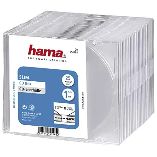 Hama CD-Leerhülle Slim, 25er-Pack, Transparent