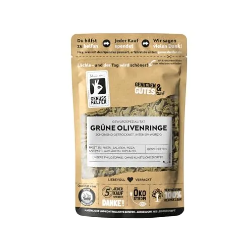 Bremer Gewürzhandel Olivenringe grün, getrocknet, intensiv-würziges Aroma, 50g