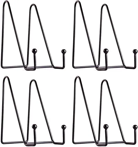 MCHERRY 15,2 cm Display-Ständer für Tellerfotos, 4 Stück, schwarze Eisen-Staffelei, Tellerhalter, Display-Ständer, Metallrahmen-Halter für Fotos, Bilder, dekorative Tellerschale und Tischkunst