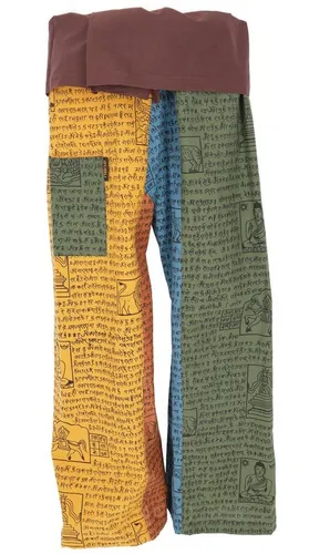 Guru-Shop Relaxhose Thai Fischerhose aus fester Baumwolle - Ethno Style Jogginghose aus 100% Baumwolle, ideal für Yoga und Freizeit, flexibel in der Länge und Weite, fair gehandelt in Nepal.