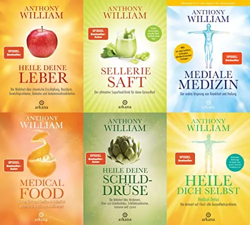 Anthony William 6 Bände im Set + 1 exklusives Postkartenset - Bücher – Entdecken Sie die Heilmethoden von Anthony William in einem umfassenden 6-Bände-Set mit einem exklusiven Postkartenset für eine ganzheitliche Gesundheitsreise.