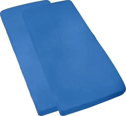 Erwin Müller Kinder-Spannbettlaken Murnau 2er-Pack Single-Jersey - blau Größe 60x120 cm - 70x140 cm - hautfreundlich, atmungsaktiv, bügelfrei, strapazierstark