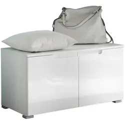 First LOOK Sitzbank 80 x 43 x 40 cm - Stilvolle Aufbewahrung in Weiß - Drohnen Zubehör - Elegante Sitzbank mit 2 Türen, ideal für zusätzlichen Stauraum und eine maximale Belastbarkeit von 20 kg.