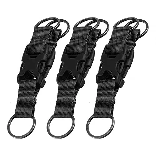 MiOYOOW 3 STÜCKE Taktische karabinerhaken schaukel Multifunktions Nylon Gürtelkarabiner mit Schlüsselring Rucksack Taktische Schnalle für Outdoor Sportgeräte Wasserflaschen Rucksack