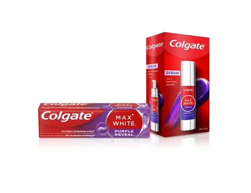 Colgate Zahnbleaching-Kit Max White Instant Bright Purple Routine Basic Whitening Set, 2-teilig, Farbkorrektur-Technologie