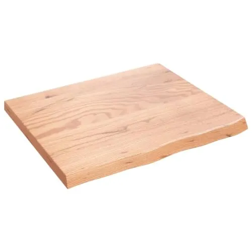 vidaXL Multifunktionale Waschtischplatte mit Naturkante - Waschplätze: Handgefertigte Holzplatte aus massivem Eichenholz, ideal für individuelle Badezimmergestaltungen und vielseitig einsetzbar als Regal oder Tischplatte.