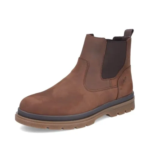 Stiefelette RIEKER Herren Chelsea-Boot, Gr. 42, dunkelbraun - Wanderschuhe mit klassischer Optik und elastischen Einsätzen für einfaches Hineinschlüpfen. Warmes Innenfutter und Wechselfußbett sorgen für Komfort, ideal für Alltag und Spaziergänge bei jedem Wetter.