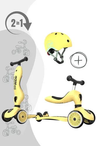 Scoot&Ride Highwaykick 1 Rutscherfahrzeug und Scooter inkl. Helm, Farbe: Lemon