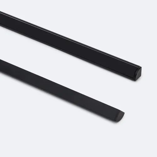 Aluminiumprofil Ecke runde Abdeckung 2m für LED Streifen bis 5 mm Schwarz 2 m Schwarz transluzent