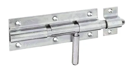 Alberts 128166 Bolzenriegel | mit rundem Griff und befestigter Schlaufe | galvanisch verzinkt, dickschichtpassiviert | Platte 160 x 60 mm | Bolzen-Ø 16 mm | Gesamtlänge 210 mm