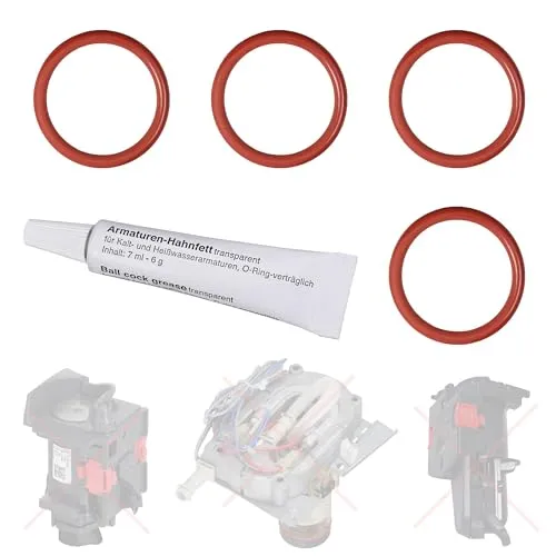 Dichtung O-Ringe kompatibel mit Delonghi EABI EAM ECA ECAM ESAM EPAM ETAM AEG Philips für die Brüheinheit Brühgruppe Anpresskolben Kolben & Thermoblock Heizung von Snapworld-Kaffee (4x + 6 gr. Tube)