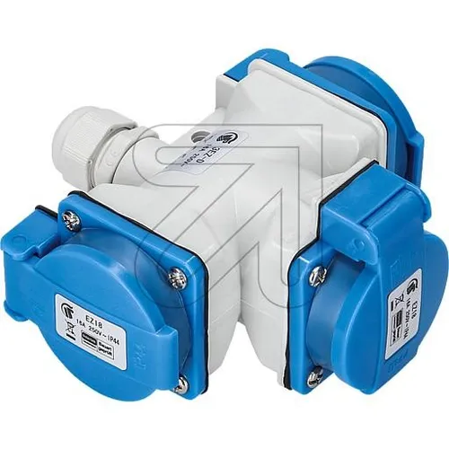 Drei-Wege-Hängekupplung mit Klappdeckel grau/blau