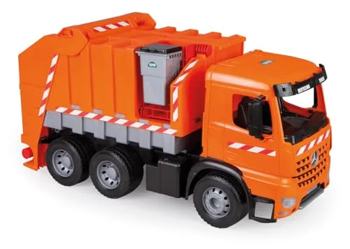 Lena 02168 - Starke Riesen Müllwagen Mercedes Benz Arocs, orange, ca. 74 cm, mit Hebemechanismus und TÜV-zertifizierter Qualität für Kinder ab 3 Jahren