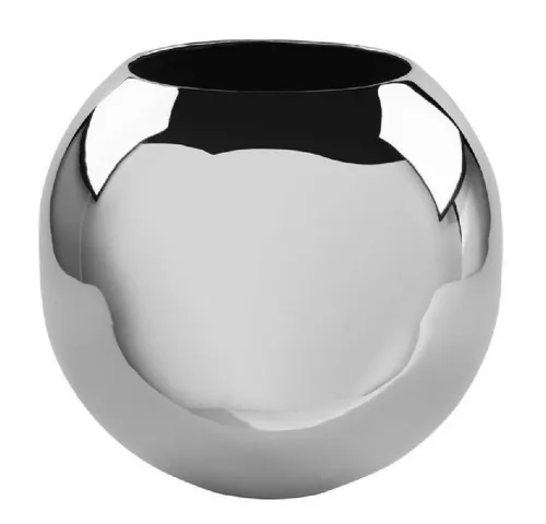 Fink Dekovase MOON - Handgefertigte Kugelvase aus Metall - Stilvolle Tischvase aus vernickeltem Eisen mit einem Durchmesser von 25 cm und einer Höhe von 20 cm, ideal für kreative Blumendekorationen.
