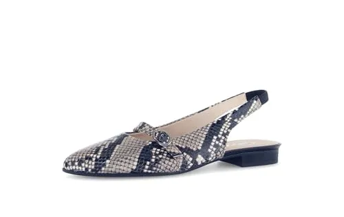 Gabor Damen-Sling Beige-Schwarz - Pumps in edler Reptiloptik mit weichem Leder und Gummizug für optimalen Tragekomfort – der perfekte Begleiter für modische Frauen.