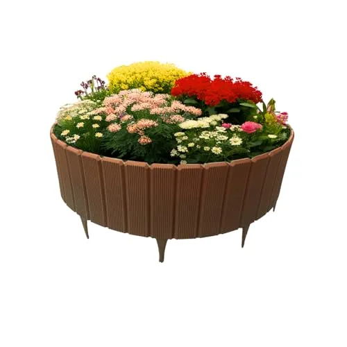 bepco Palisade – Beeteinfassung 2er Set (LxH: 100 x 17cm, Braun) – Flexible & stabile Beetbegrenzung, 100% recycelter Kunststoff, mit integrierten Erdanker, für Garten & Beete