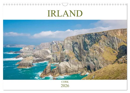 Irland - Cork Wandkalender 2026 - Monatskalender im DIN A3 Querformat, präsentiert die beeindruckende Schönheit der Grafschaft Cork in Irland. Ideal für Reisefans und als dekoratives Highlight.