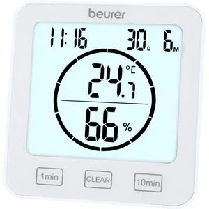 Beurer HM 22 Thermo-Hygrometer - Raumklimakontrolle mit Timer und Signalton, präzise Messung von Temperatur und Luftfeuchtigkeit, ideal für Zuhause und Büro