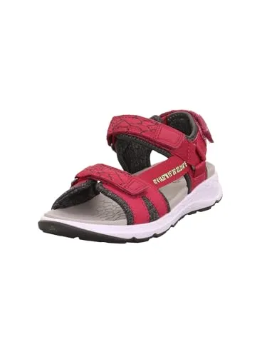 Superfit Mädchen Criss Cross Sandale, Rot Grün 5010, 41 EU Weit - Wanderschuhe für Mädchen mit flachem Absatz und Klettverschluss, ideal für bequeme Abenteuer im Freien.