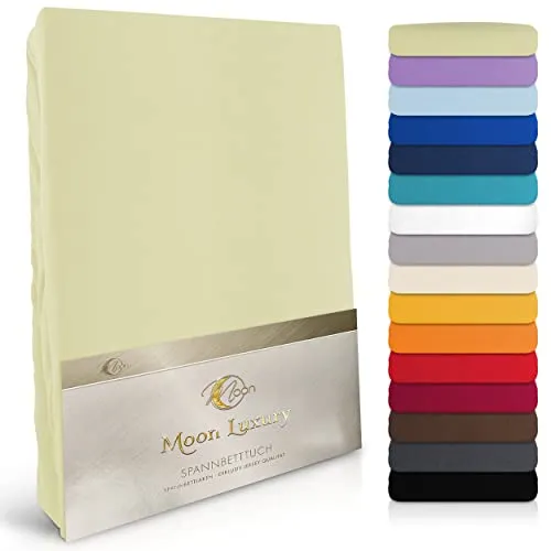 MOON-Luxury Spannbettlaken Jersey Stretch 230g/m² - Hochwertiges Spannbetttuch für Wasserbetten und Boxspringbetten in Pistazie, 200x220-220x240 cm, atmungsaktiv und pflegeleicht mit perfekter Passform dank Rundum-Gummizug.