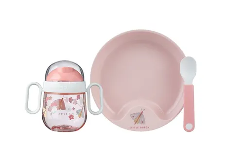 MEPAL Babygeschirr Set Mio 3-teilig - Flowers & Butterflies - Ess- & Geschirr-Sets, liebevolles Design mit Blumen und Schmetterlingen, ideal für die ersten Mahlzeiten Ihres Kindes.