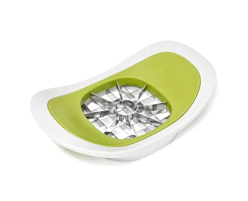 Joseph Joseph Nest Press 2-in-1 Apfelausstecher & -schneider, Pommes-Schneider, Edelstahlklingen, BPA-frei, spülmaschinenfest, Stone/Green
