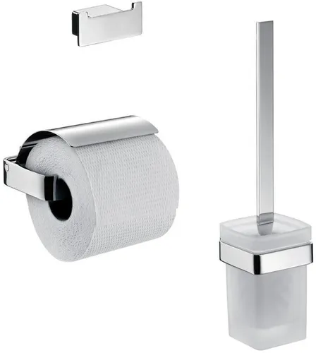 Emco Loft WC-Set 3 in 1 chrom 059800100 - Elegantes Badezimmerzubehör - Toilettenbürsten & -halter, 3 in 1 Set mit stilvollem Design aus hochwertigem Chrom für ein modernes Badezimmer.