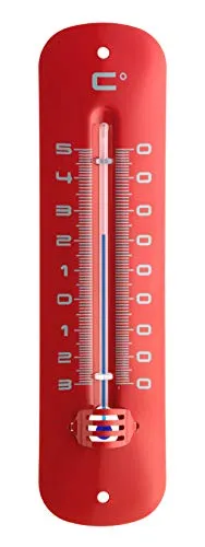 TFA Dostmann Thermometer für Innen und Außen, 12.2051.05, zum Messen der Außen- oder Innentemperatur, wetterfest, rot