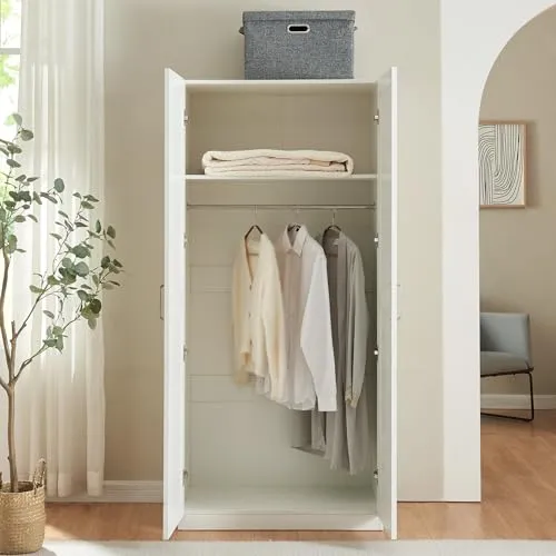 [en.casa] Kleiderschrank Finning 2-türig 176 x 80 x 52 cm - Kleiderschrank mit elegantem Design, großzügigem Stauraum und praktischer Garderobenstange für knitterfreie Aufbewahrung – ideal für jede Einrichtung.