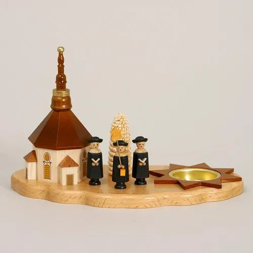 Kerzenhalter Kurrende mit Seiffener Kirche HxLxB 13,5x21,5x12cm NEU 