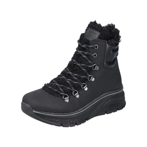 Rieker Damen Stiefeletten 48030 - Wanderschuhe mit Plateauabsatz, ideal für Komfort und Stil bei Outdoor-Aktivitäten.