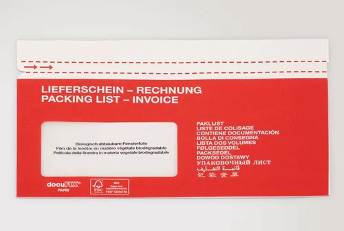 DOCUFIX Dokumententasche C5/6 weiß/rot - 500 Stück - Sonstige Elektroinstallationsartikel, ideal für die sichere Aufbewahrung von Dokumenten und Unterlagen, sorgt für Ordnung und Übersicht.