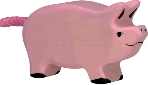 Ferkel Bauernhof Holzfigur Schwein Holzspielzeug von Holztiger