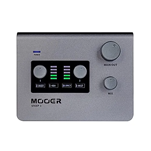Mooer Steep I Audio-Interface B-Stock - B-Stock, Multi-Plattform Audio-Interface für Instrumente und Mikrofone mit 2 Kanälen, latenzfreies Abhören und bis zu 24 bit/192 kHz Audioqualität – ideal für Musiker und Podcaster.