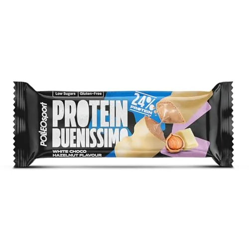 Polleo Protein Buenissimo, Proteinriegel, 23% Eiweiß, zuckerfrei, glutenfrei, 183 Kalorien pro Packung (40 g, White Chocolate)