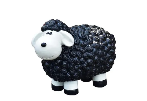 Geschenkestadl Gartenfigur XL Schafe in Schwarz - Wetterfeste Gartenfigur in Schwarz, ideal für eine stilvolle Gartengestaltung und witterungsbeständig für alle Jahreszeiten.