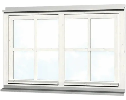 Doppelfenster SKAN HOLZ 132,4 x 82,1 cm - Hochwertiges Holzfenster in Weiß, ideal für Gartenhäuser, sorgt für viel Licht und eine ansprechende Optik.