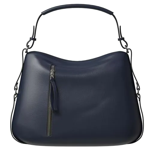 KMISSO Damen Shopper Tasche Hobo Bag Rucksackfunktion groß aus veganem Leder 30657 D.Blue