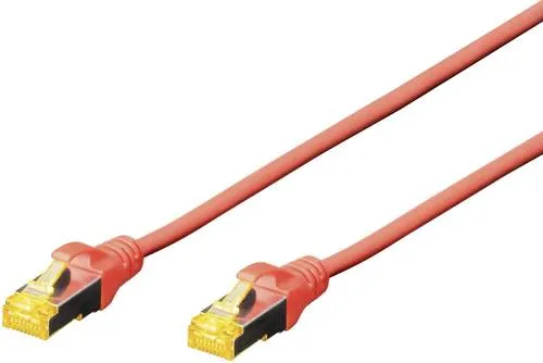 Digitus DK-1644-A-010/R RJ45 Netzwerkkabel, Patchkabel CAT 6a S/FTP 1.00m Rot Halogenfrei, verdrillte Paare, mit Rastnasenschutz