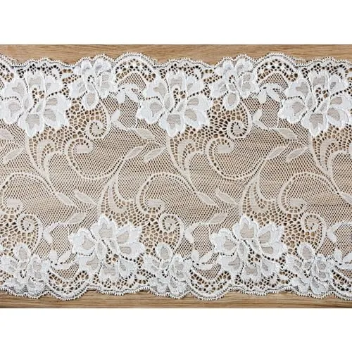 PartyDeco Tischläufer Spitze 18cm x 9m - farbecht & waschbar - Vintage Tischband für Hochzeit - Breites Blumen Spitzenband zum Nähen Dekorieren Basteln - Tischdeko & Hochzeitsdeko - Weiß