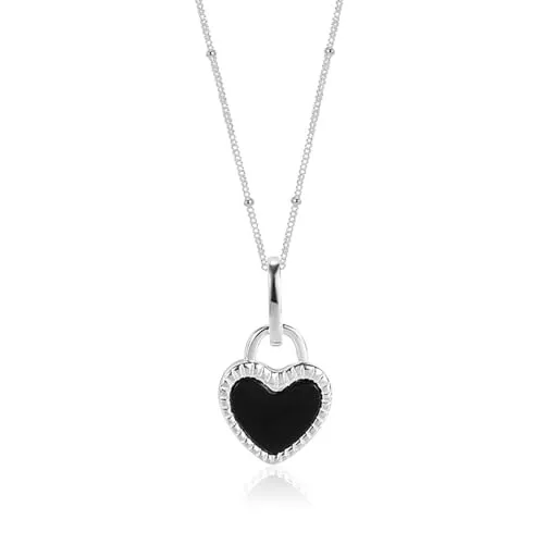 Karma NH10280850 Halskette Herz Edelstahl Silber Schmuck Kette Damenhalskette modern Damenohrringe Damen (Kette Silber)
